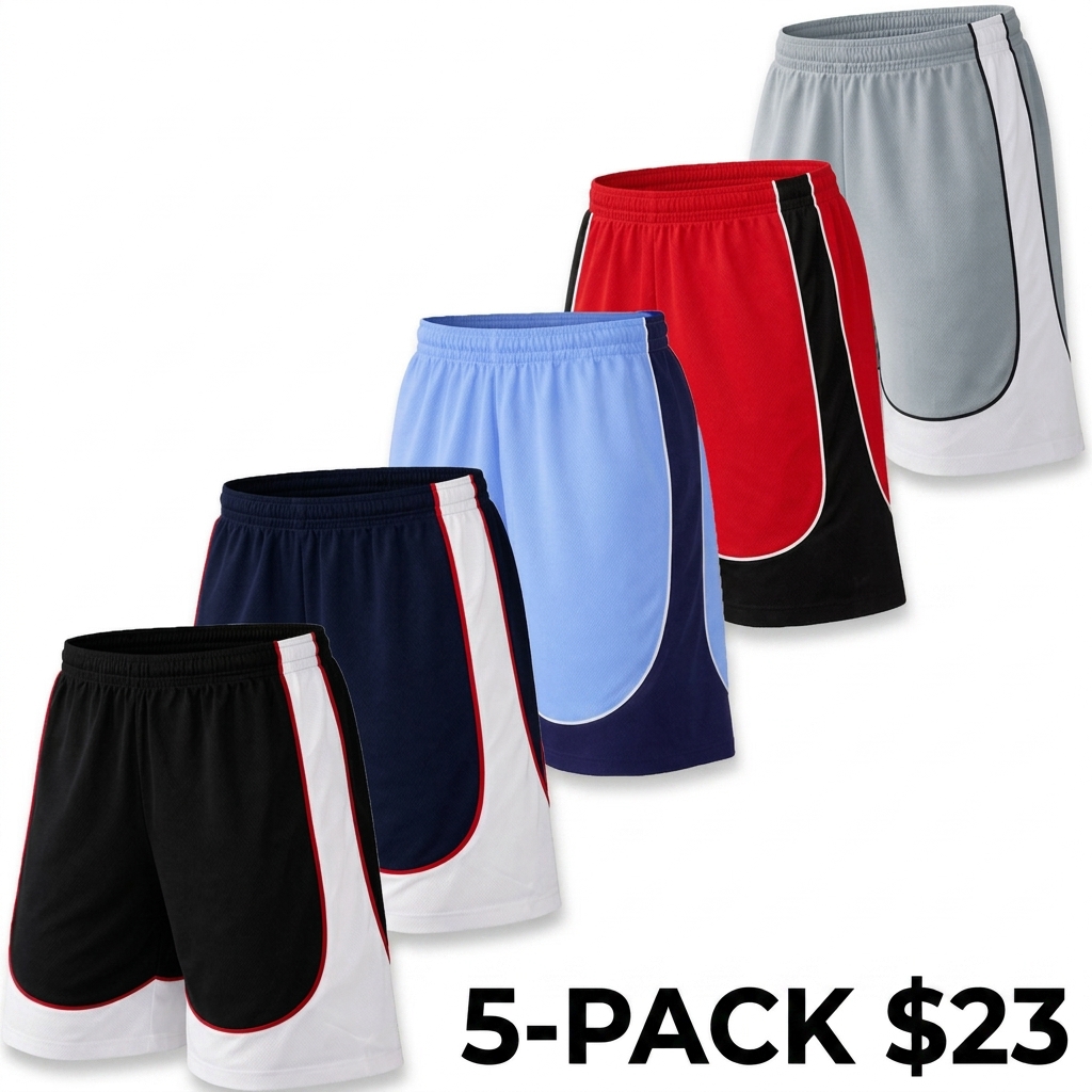 Men's 5-Pack Moisture Wicking Mesh Shorts – Active Performance Athletic Bottoms