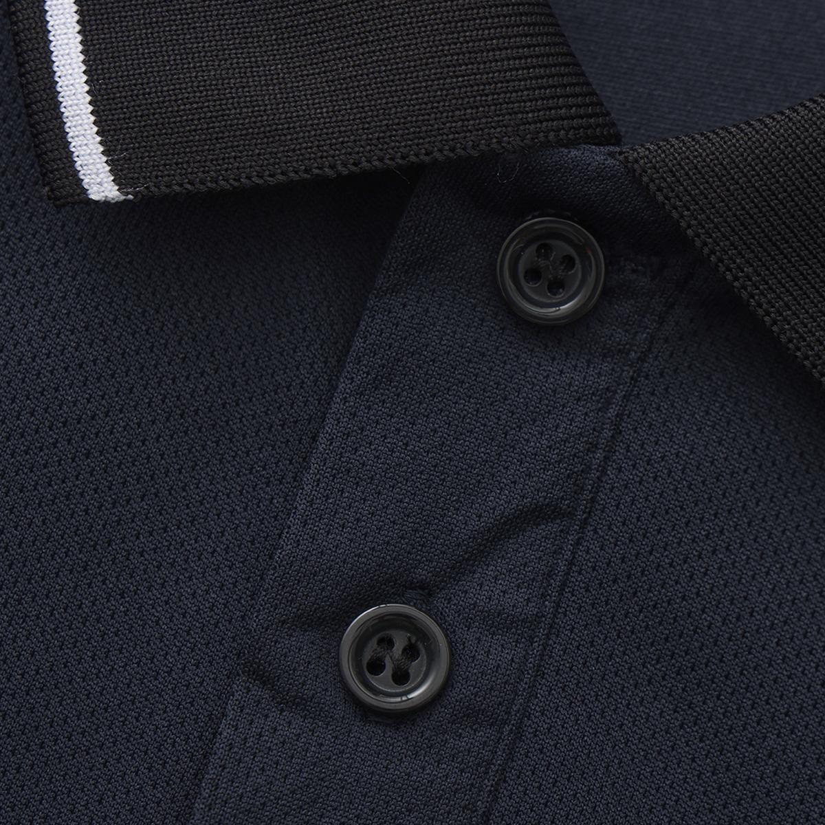 Men's 7-Pack Polyester Polo Shirts - Casual Long-Sleeve Clothes with Small Chest Horse Print, Contrasting Turn-Down Collar, for Spring/Autumn Golf & Outdoor Activities