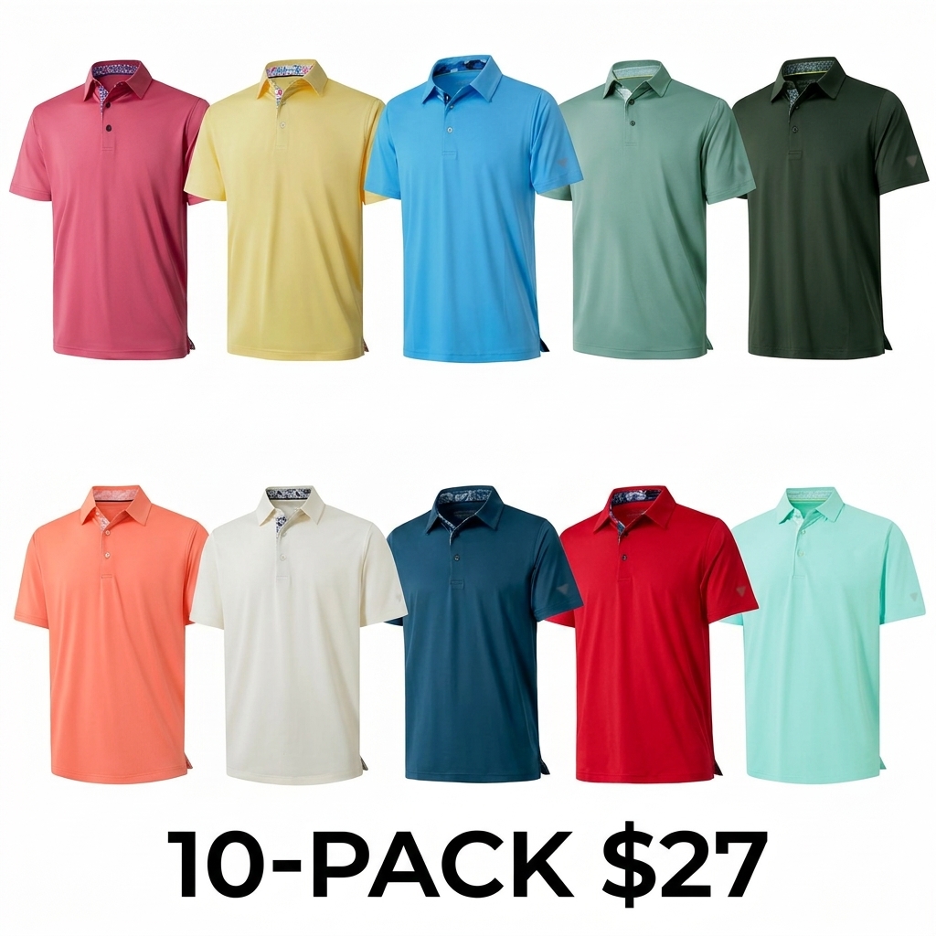 Men's Dry Fit Performance Polo Shirt – Short Sleeve Collared Golf Polo with UPF30+
