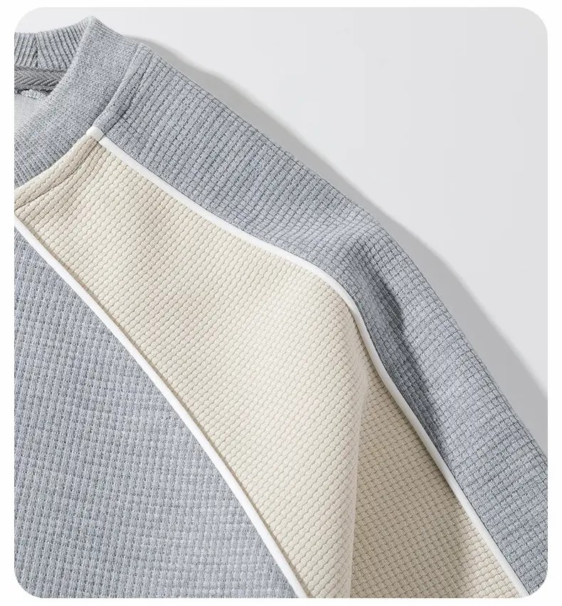 Men's Color-Block Contrast Sweatshirt – Loose Fit Patchwork Long-Sleeve Top