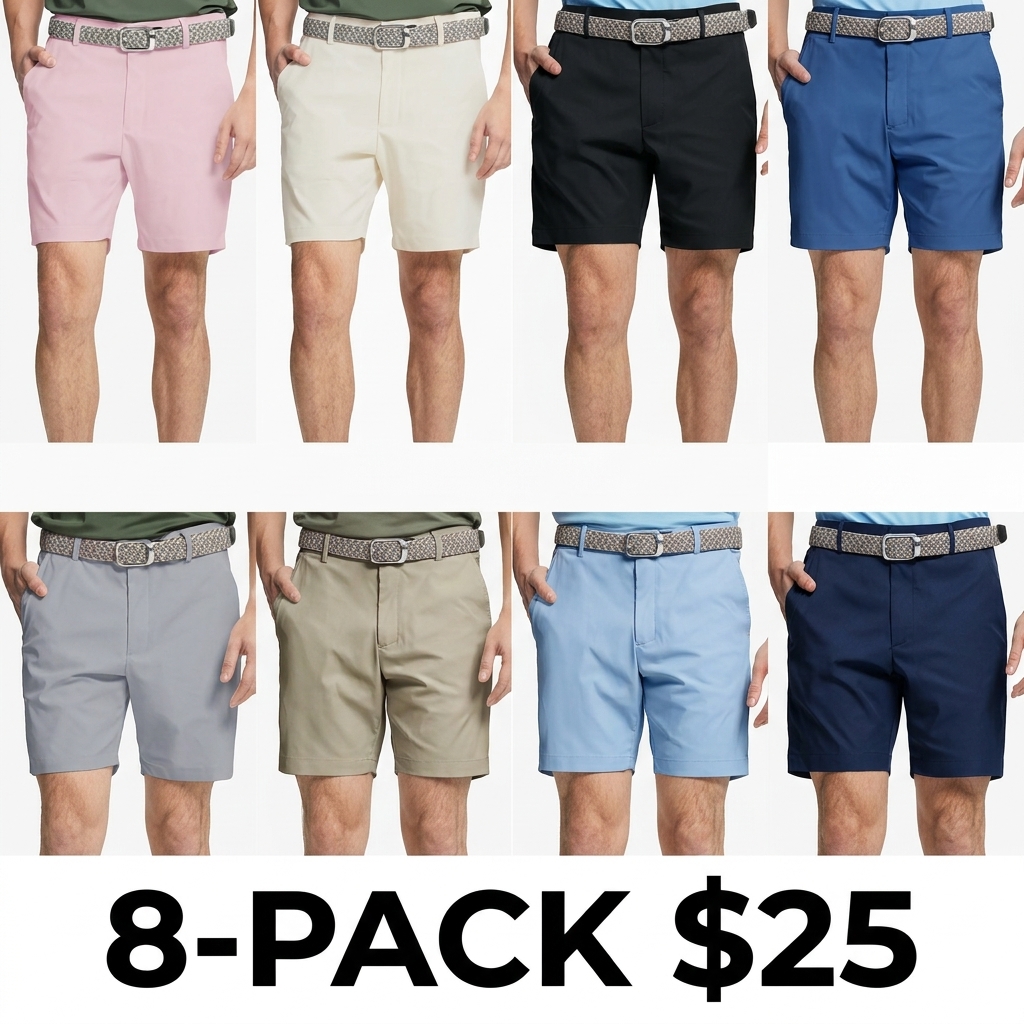 Men's 7"/9" Golf Shorts – Quick Dry Stretch Waist with 5 Pockets & UPF30+