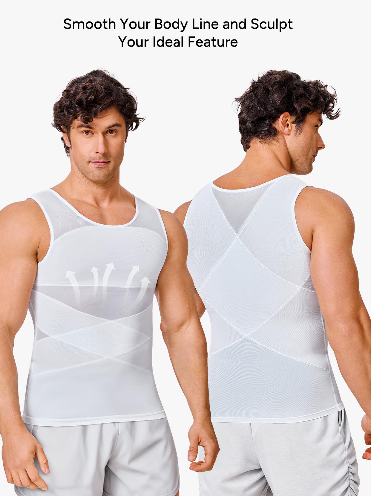 【2 pack】Men's Compression Shirt Shapewear Tanktop Menboobs And Tummy Control Fajas Undershirt