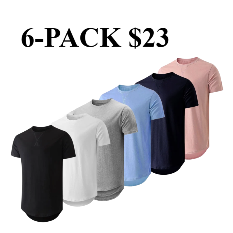 Mens 3 Pack Cotton Hipster Hip Hop Longline Crewneck T-Shirt,Menswear Casual Tshirt Tops