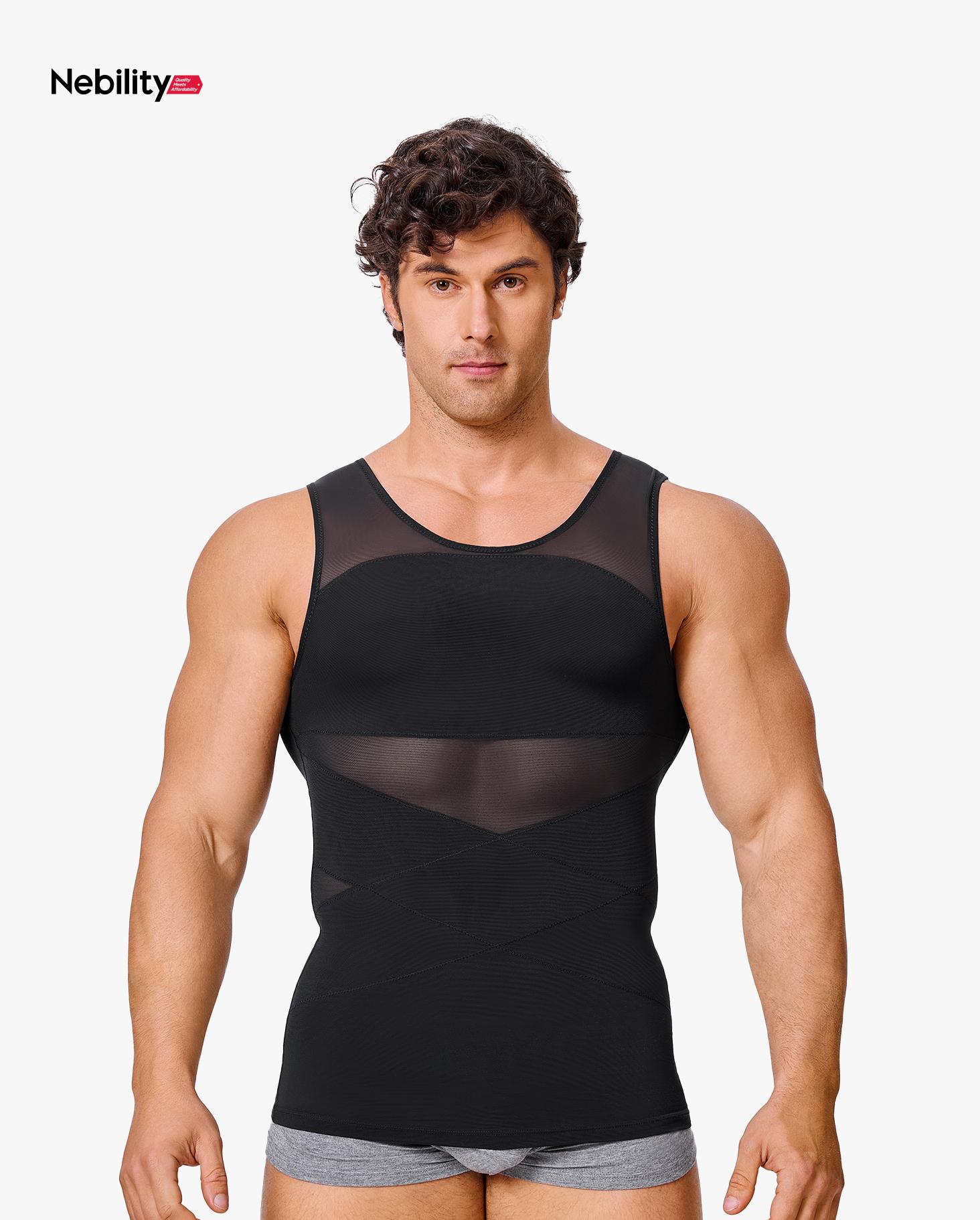 【2 pack】Men's Compression Shirt Shapewear Tanktop Menboobs And Tummy Control Fajas Undershirt