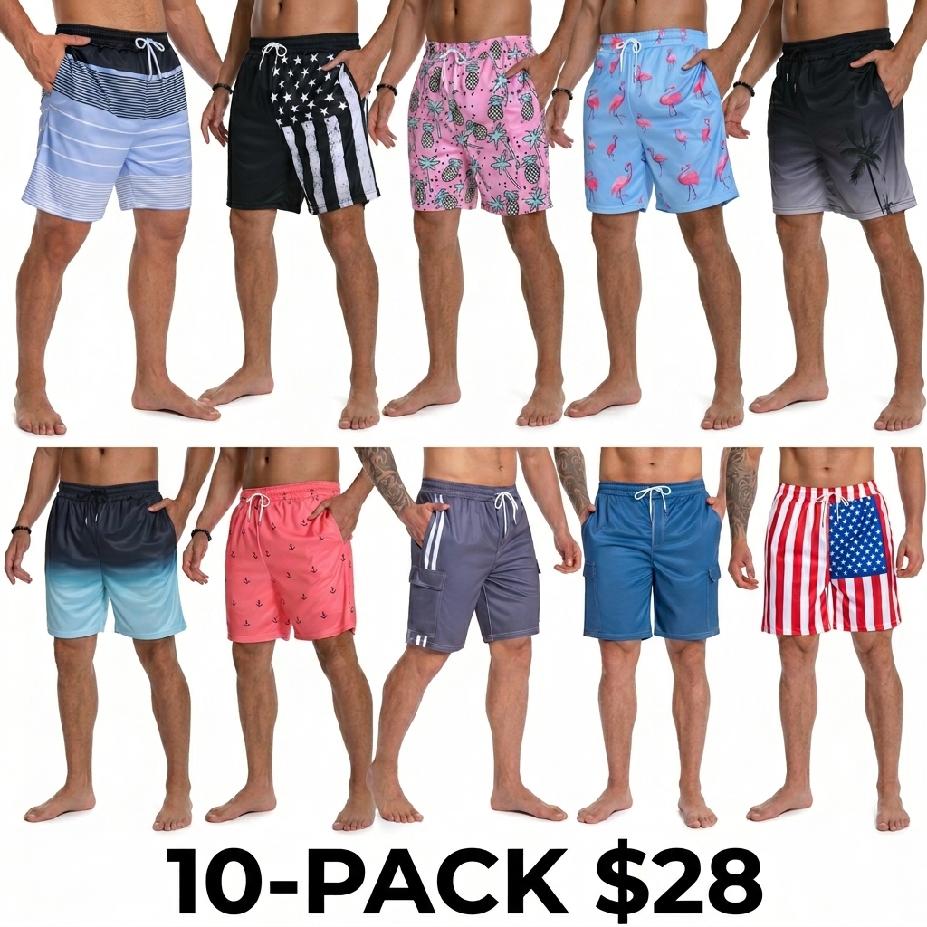 Men's 2-in-1 Swim Trunks – Compression Liner, No-Chafing Boardshorts with Pockets