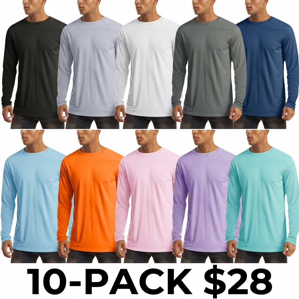 Men's UPF 50+ Long Sleeve Shirt – Quick Dry Lightweight Rashguard for Swimming & Workout
