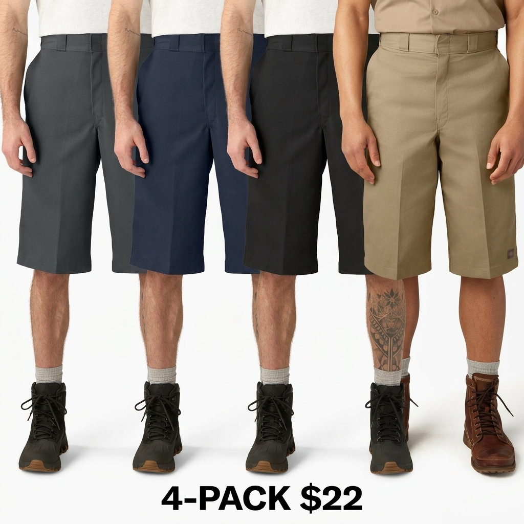 Men's Loose Fit Work Shorts – 15" Inseam, Multi-Use Pocket, Two-Piece Waistband