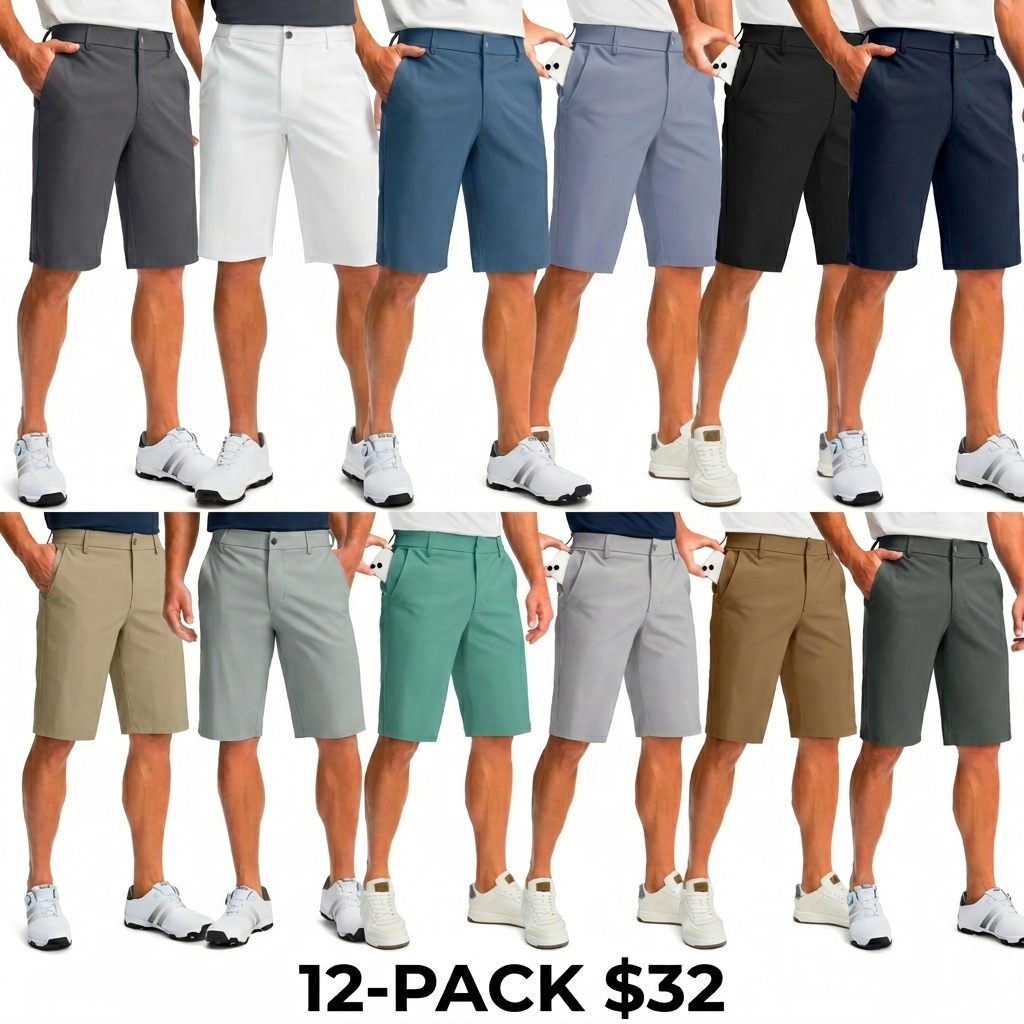 Men's 11" Golf Shorts – 4-Way Stretch, Quick Dry, 5 Pockets, Casual Work Dress Shorts