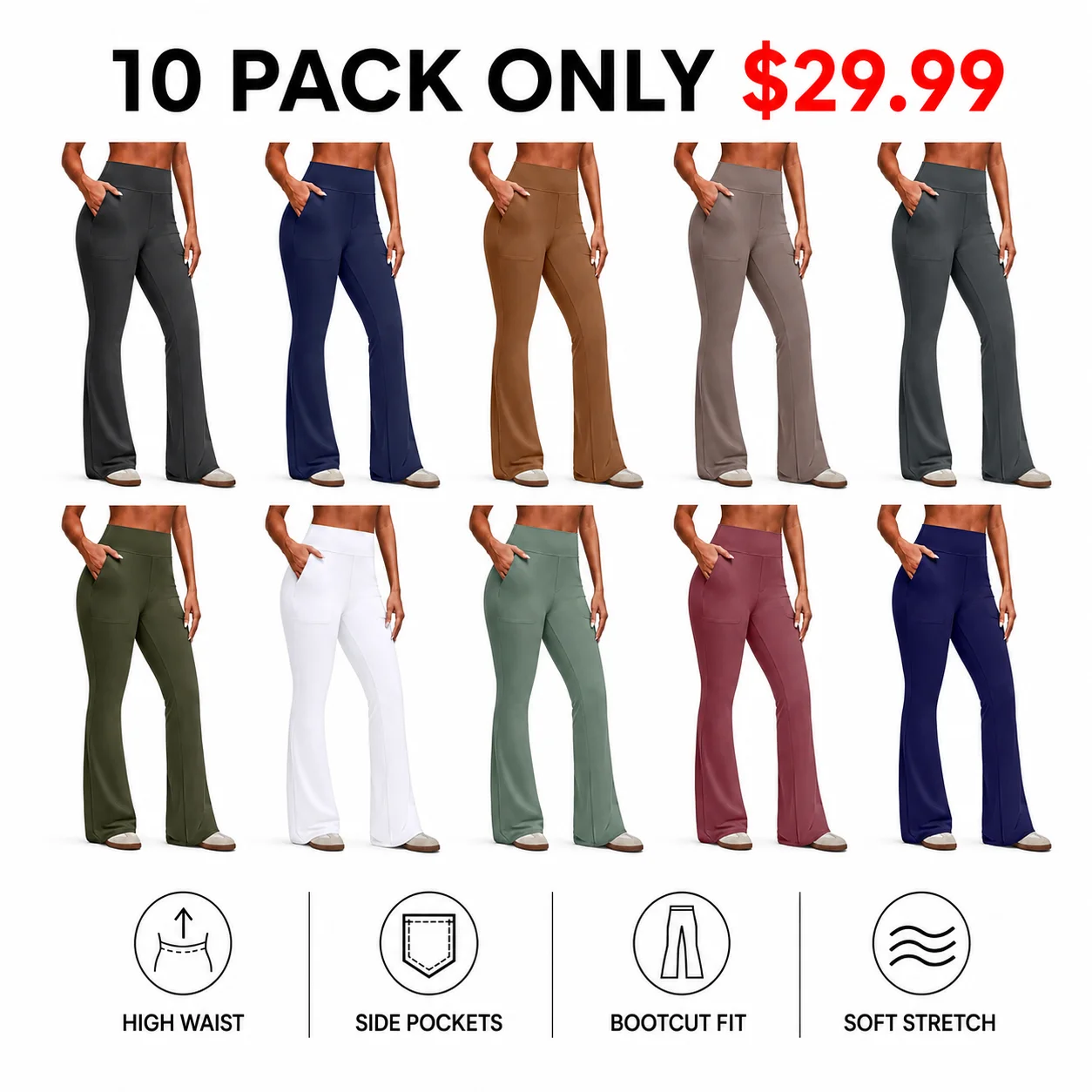 Women's High-Waisted Bootcut Flare Leggings