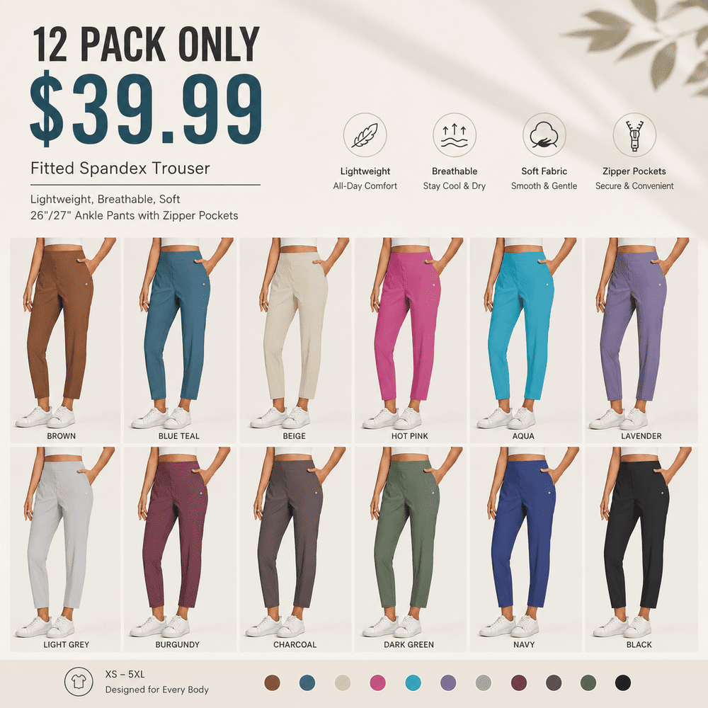 Women's UPF50 Stretch Ankle Pants with Zipper Pockets