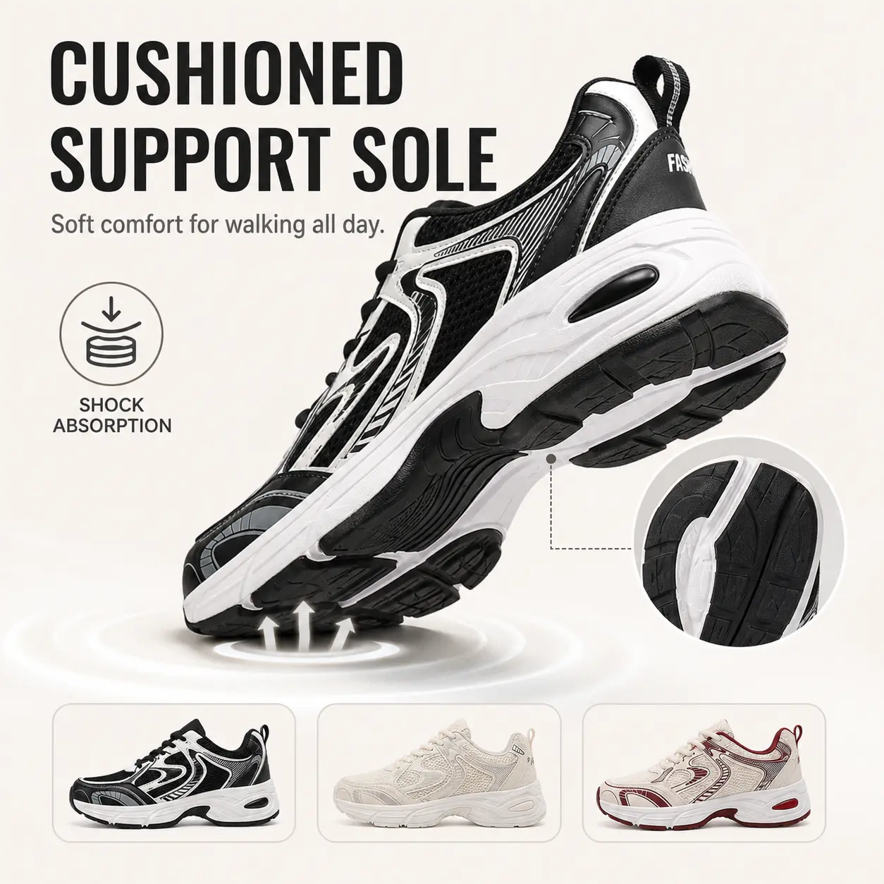 Women's Chunky Mesh Sneakers, Lightweight Running Shoes
