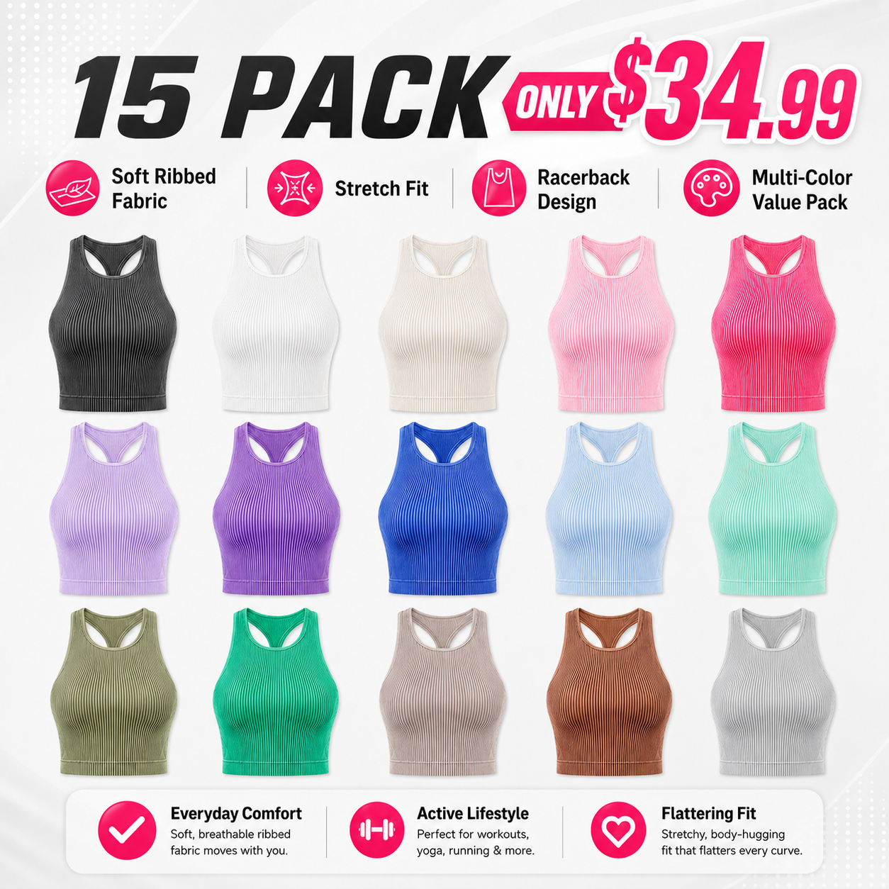 Women's Solid Racerback Sports Tank Top