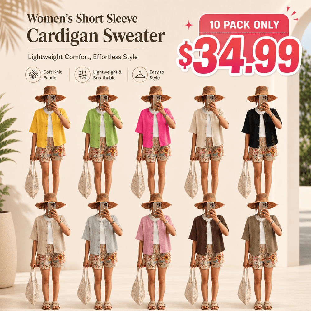 Women's Short Sleeve Cardigan Sweater