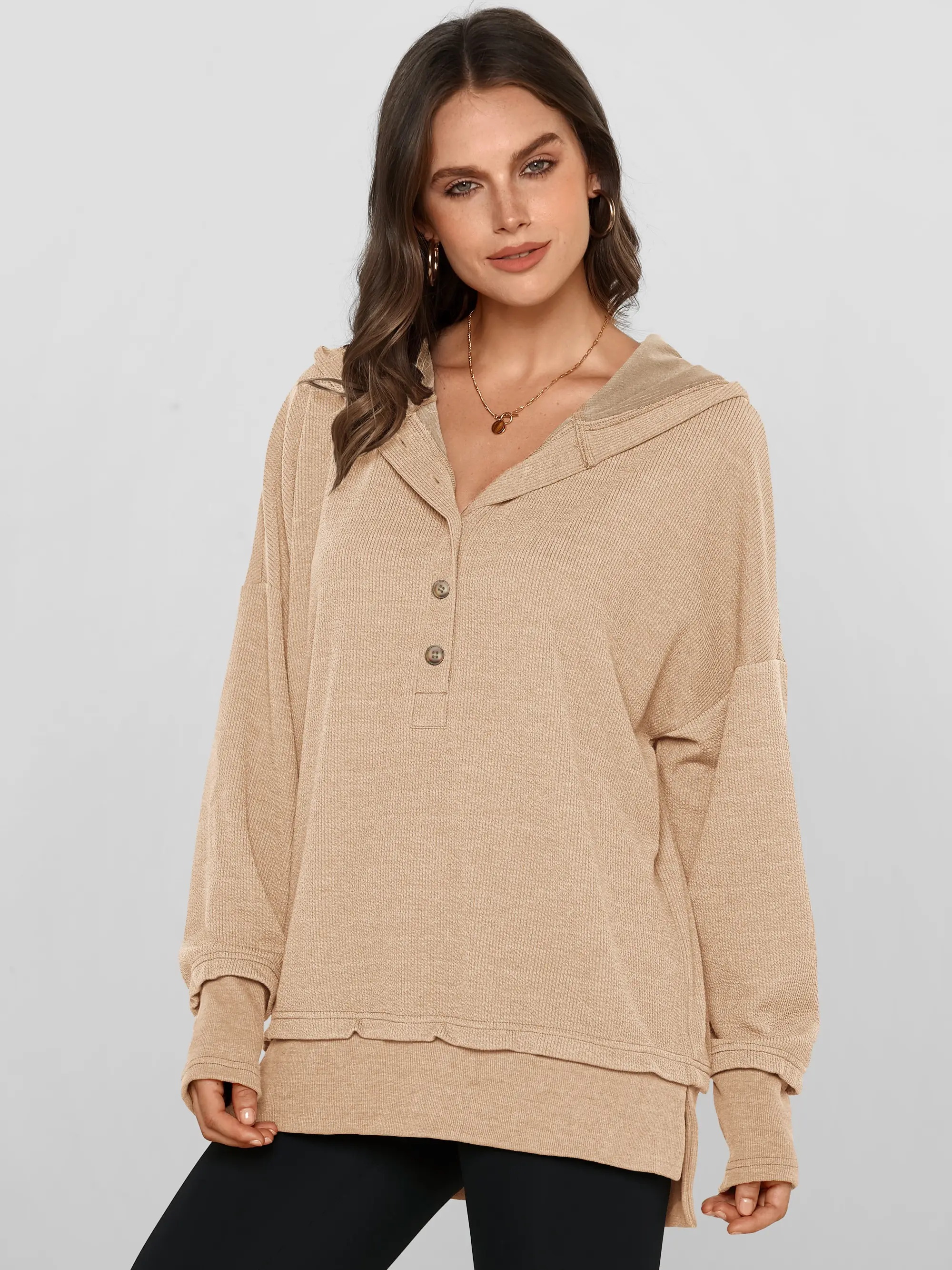 Women's Oversized Hoodie V Neck Sweatshirt