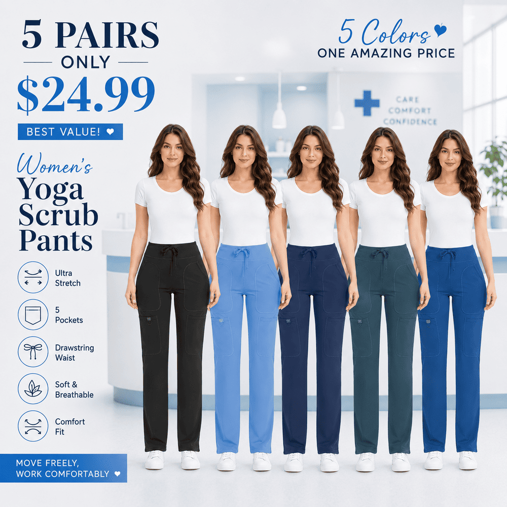 Women's Yoga Scrub Pants for Women - 4-Way Stretch Work Pants with 5 Pockets