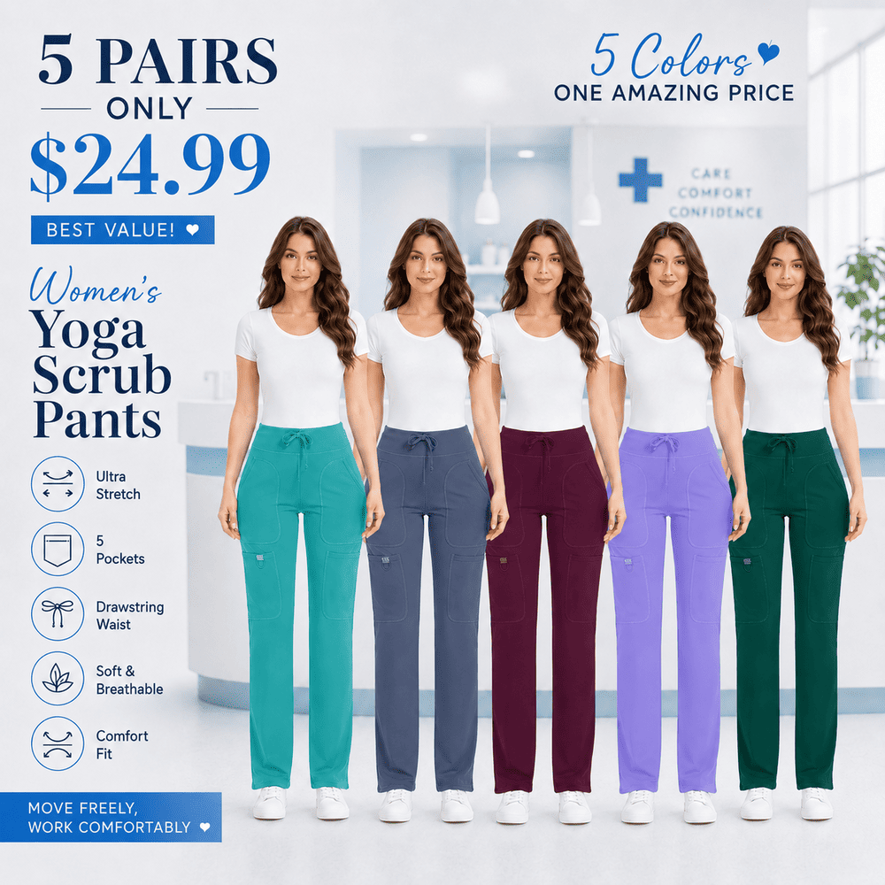 Women's Yoga Scrub Pants for Women - 4-Way Stretch Work Pants with 5 Pockets
