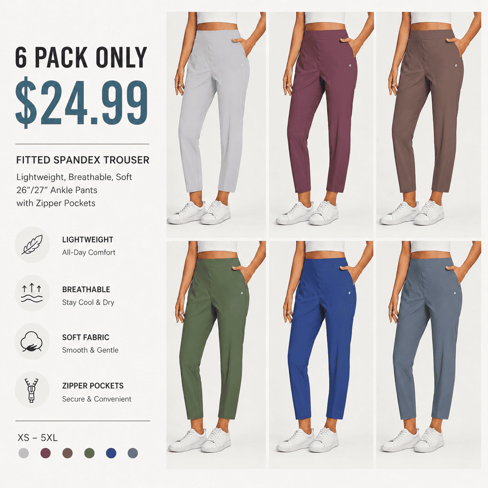 Women's UPF50 Stretch Ankle Pants with Zipper Pockets