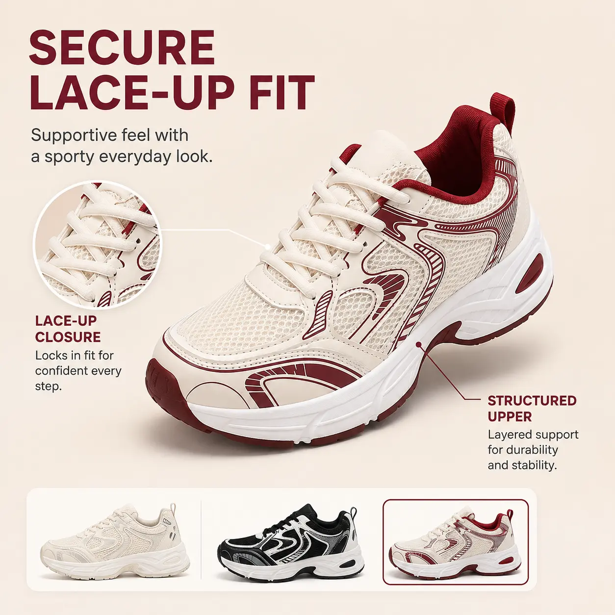 Women's Chunky Mesh Sneakers, Lightweight Running Shoes