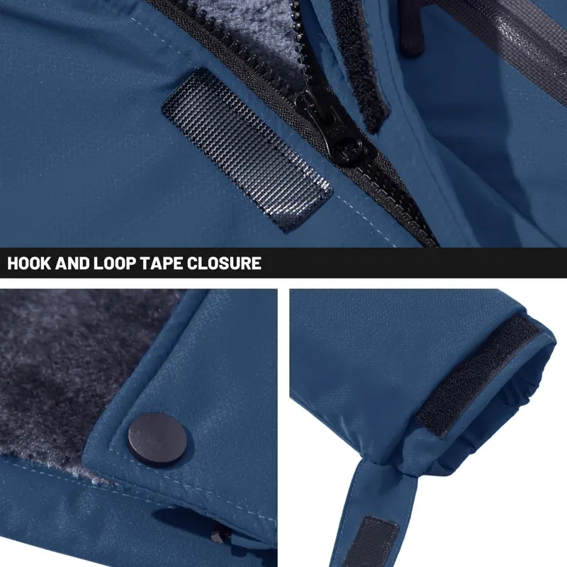 Men's Waterproof Wind-Resistant Fleece-Lined Ski & Hiking Jacket with Detachable Hood & Multi-Pockets
