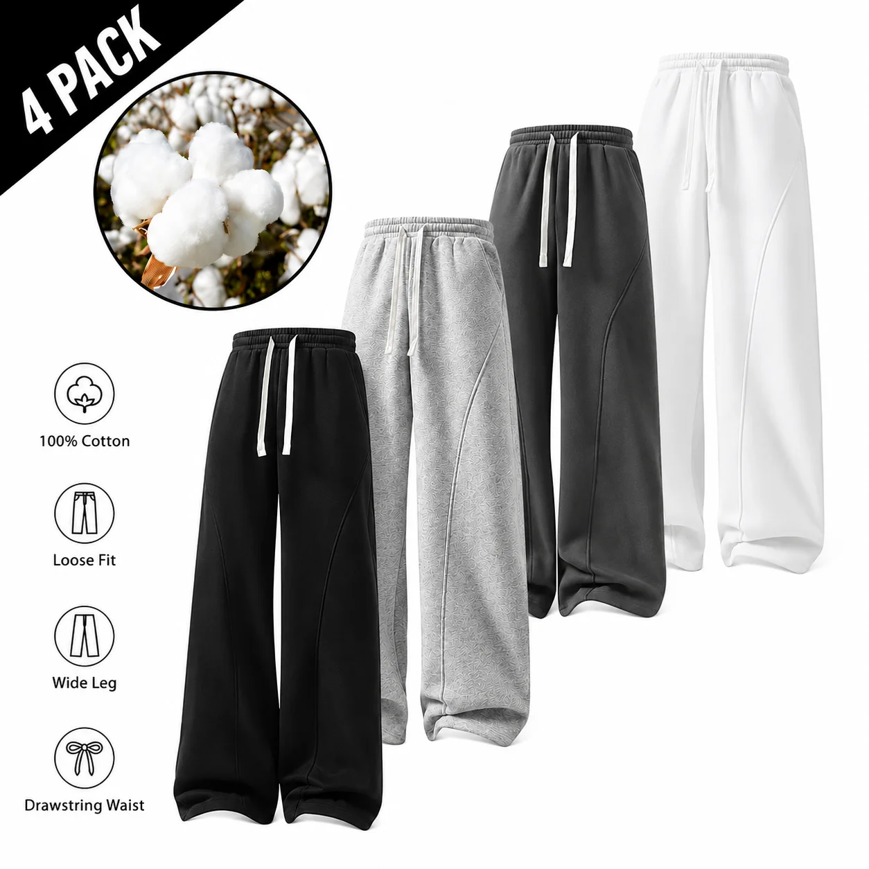 Men's 100% Cotton Leopard Print Loose Fit Sweatpants