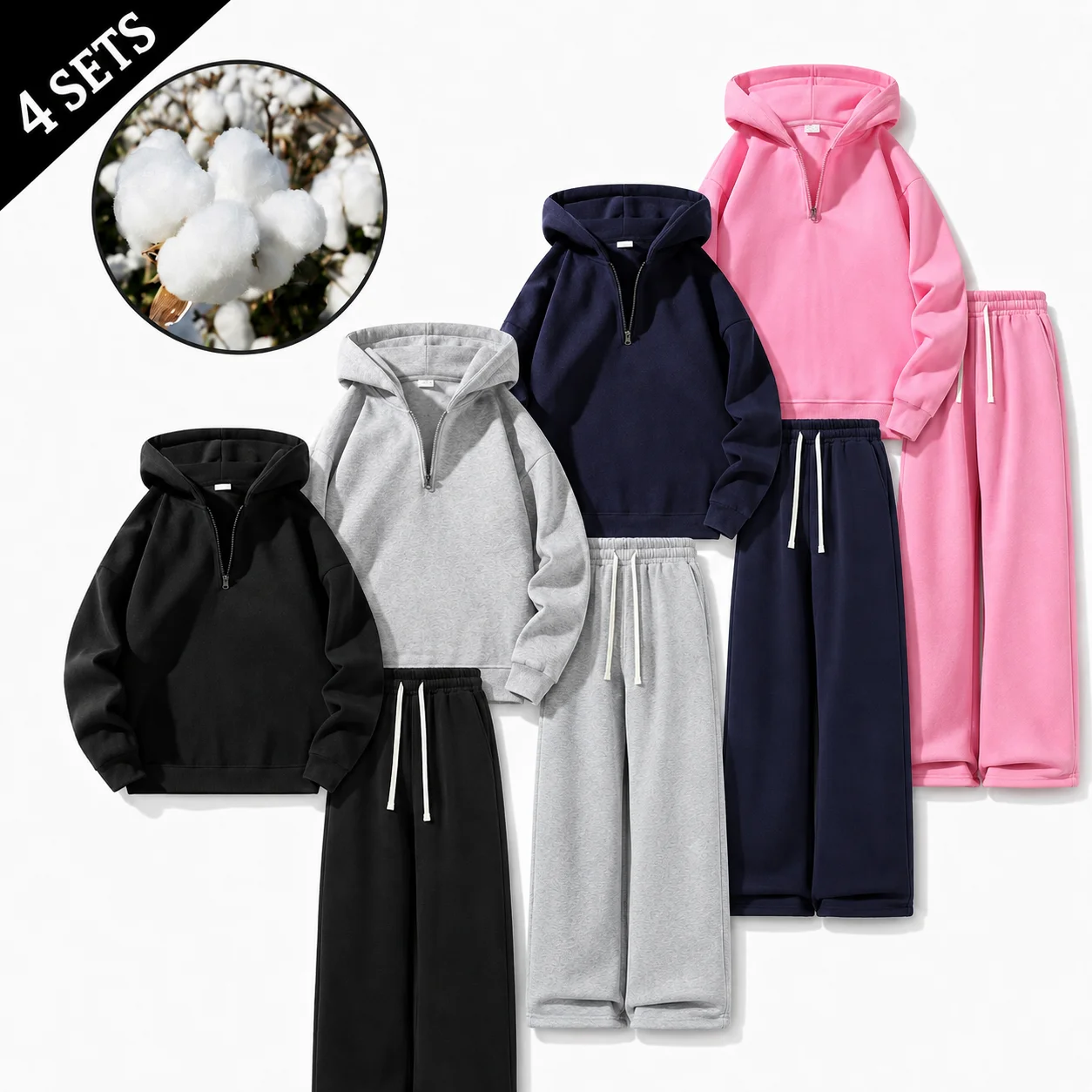 Men's 2-Piece Vintage Plain Knitting Tracksuit Set