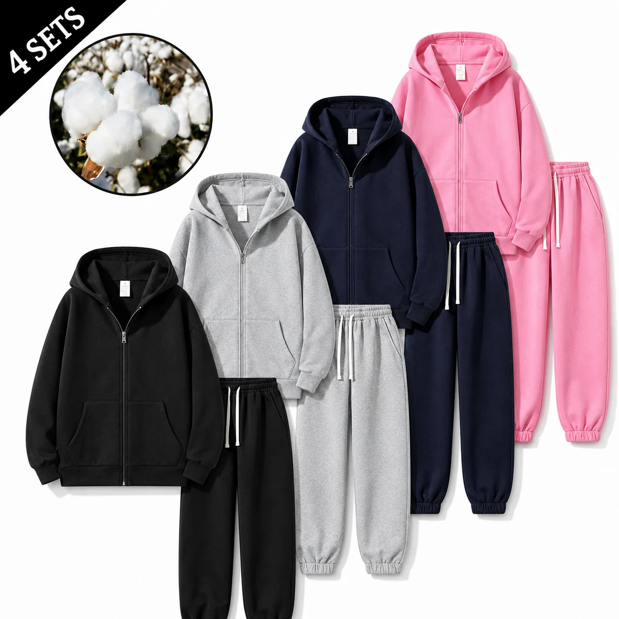 Men's 2-Piece Vintage Plain Knitting Tracksuit Set