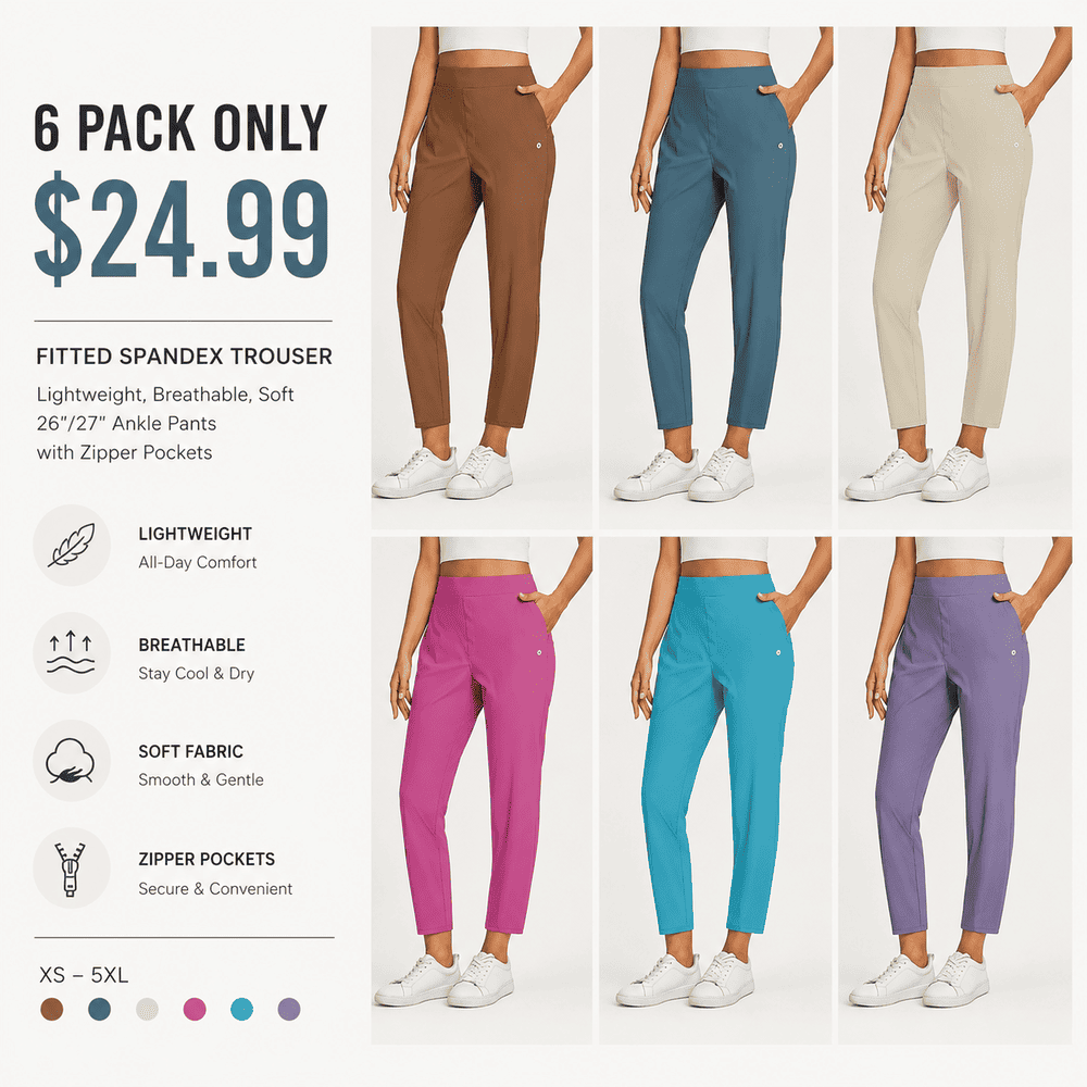 Women's UPF50 Stretch Ankle Pants with Zipper Pockets