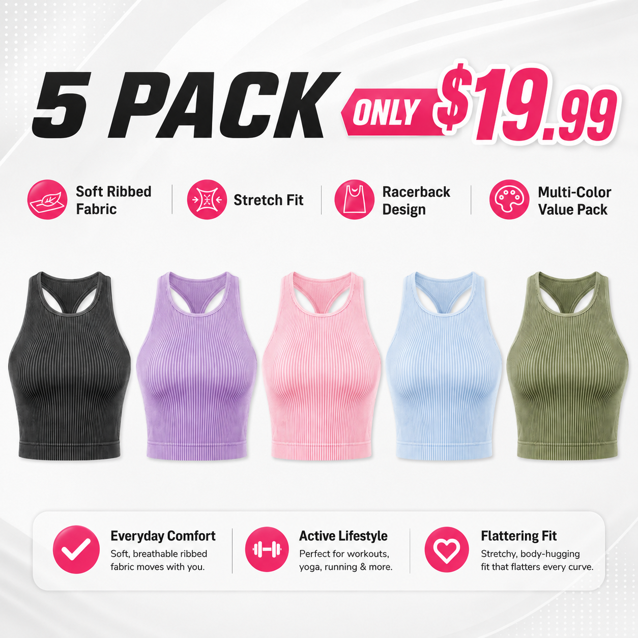 Women's Solid Racerback Sports Tank Top