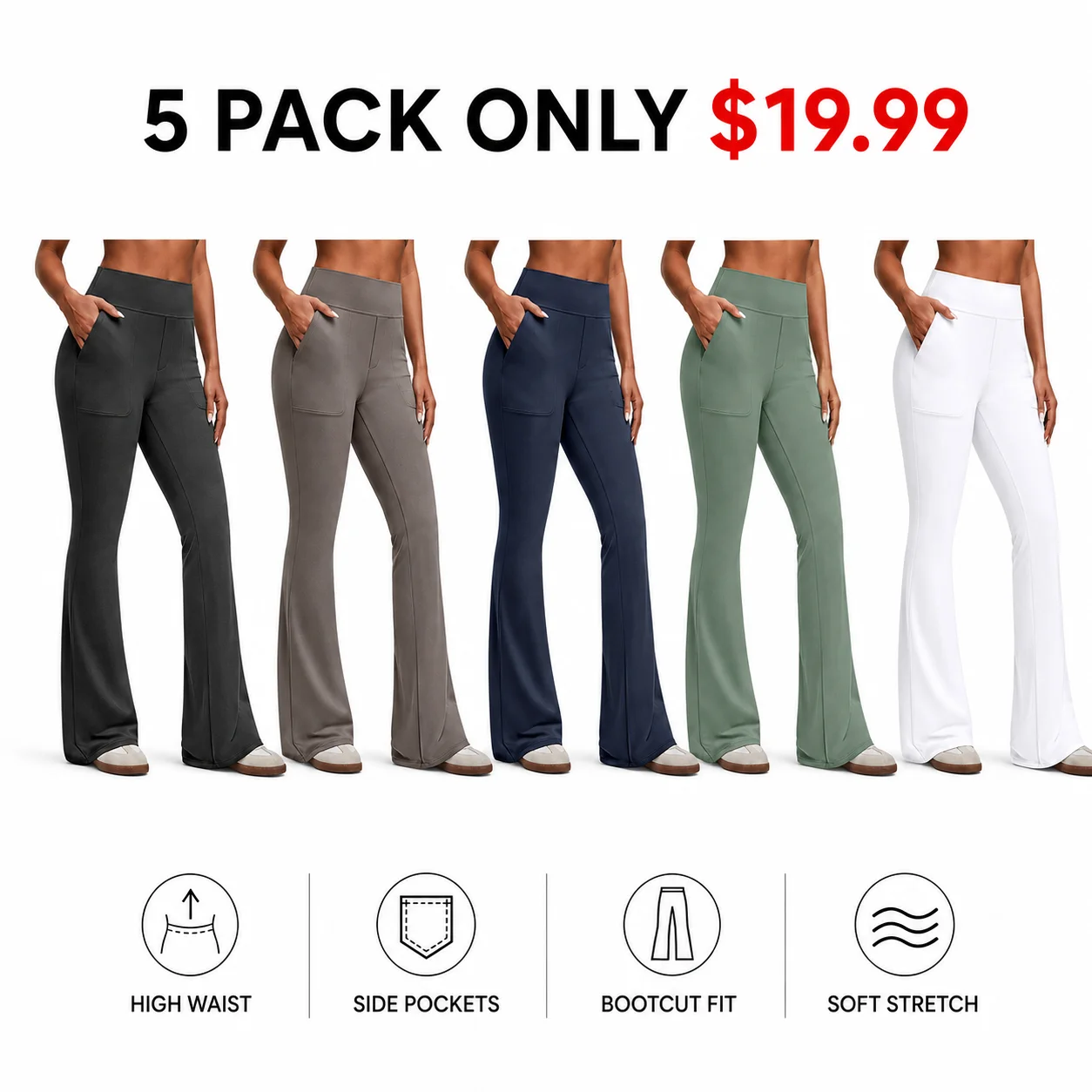 Women's High-Waisted Bootcut Flare Leggings