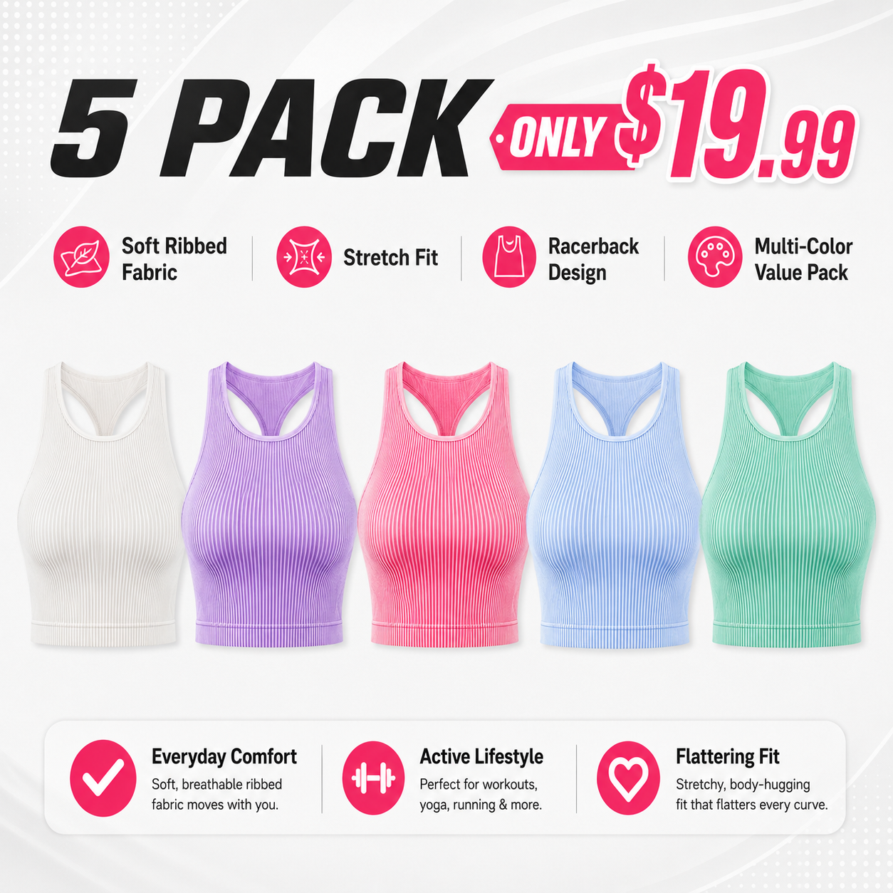 Women's Solid Racerback Sports Tank Top