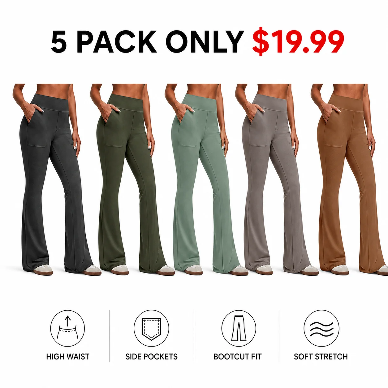 Women's High-Waisted Bootcut Flare Leggings
