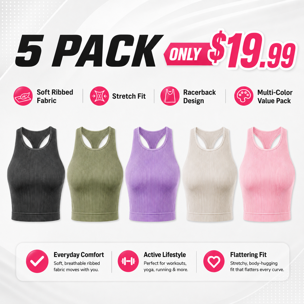 Women's Solid Racerback Sports Tank Top