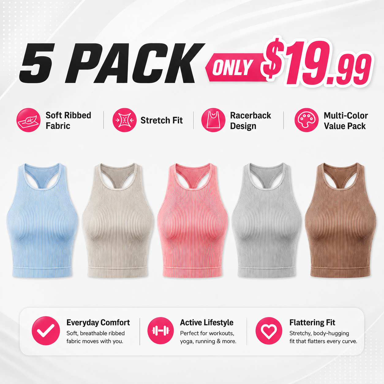 Women's Solid Racerback Sports Tank Top