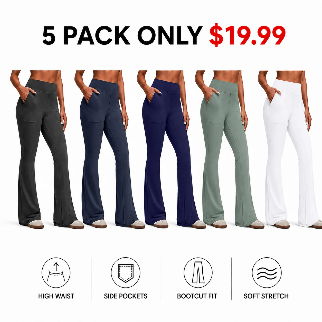 Women's High-Waisted Bootcut Flare Leggings