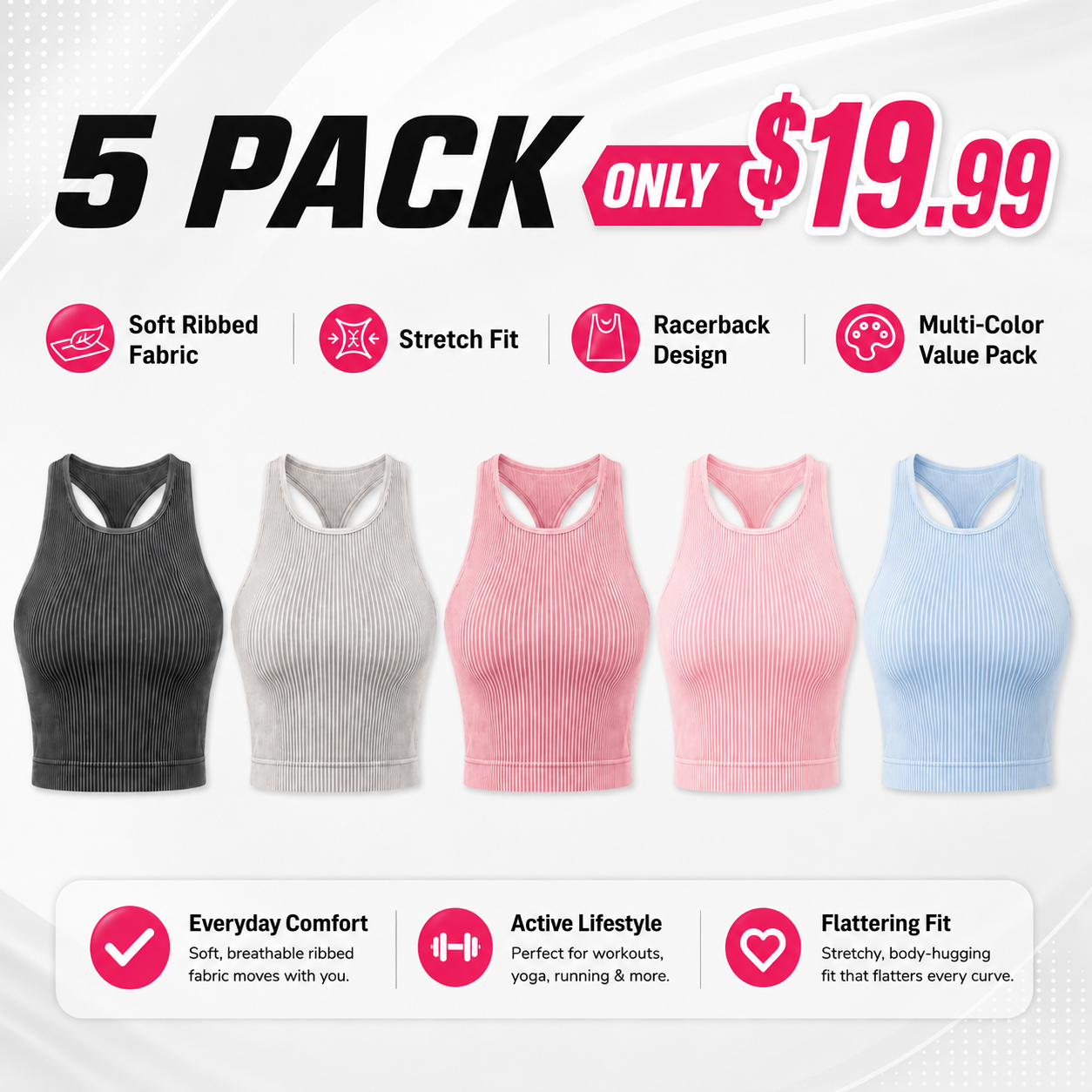 Women's Solid Racerback Sports Tank Top