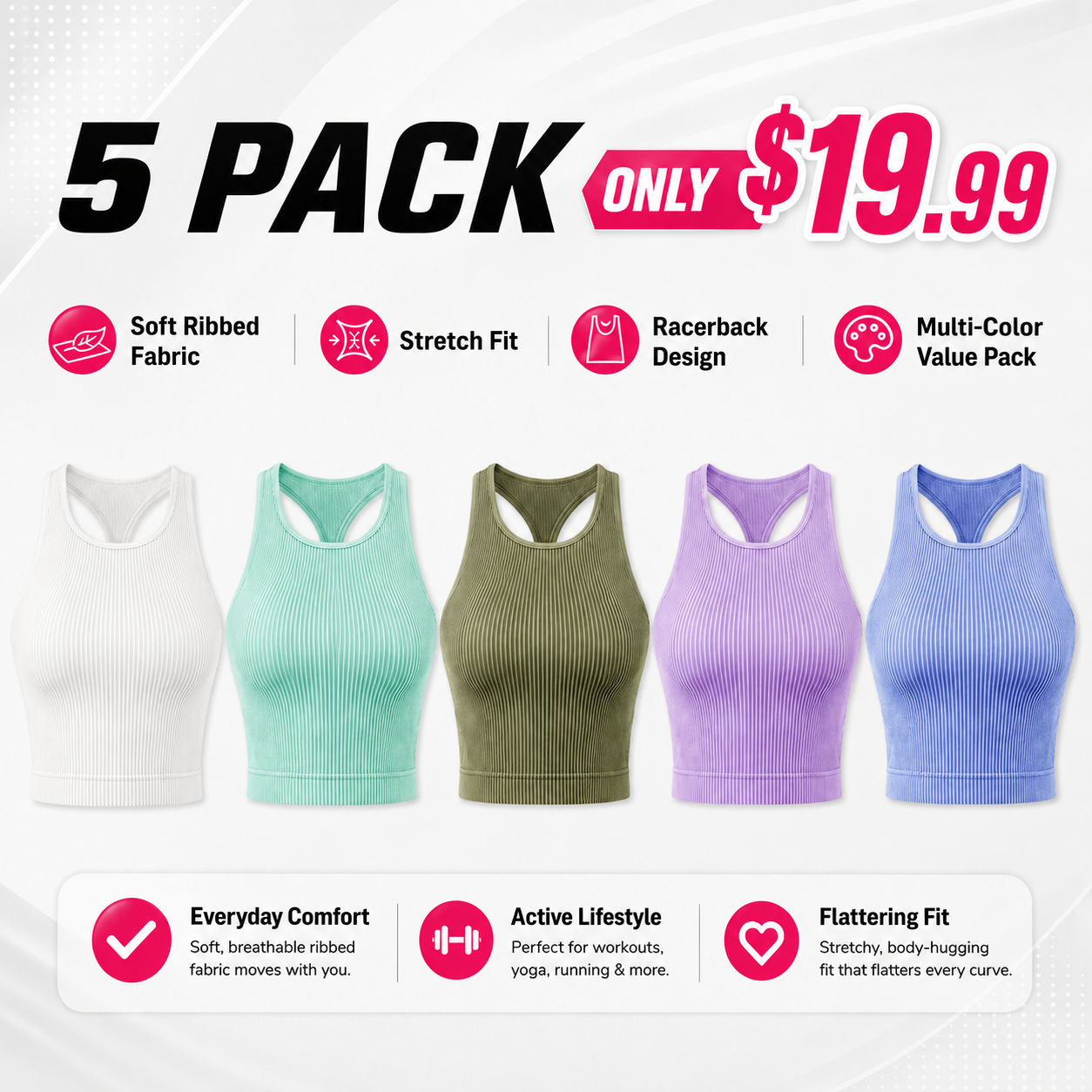 Women's Solid Racerback Sports Tank Top