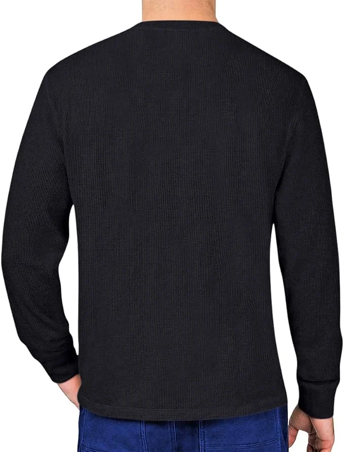 Men's Cotton Waffle-Knit Thermal Henley Shirt