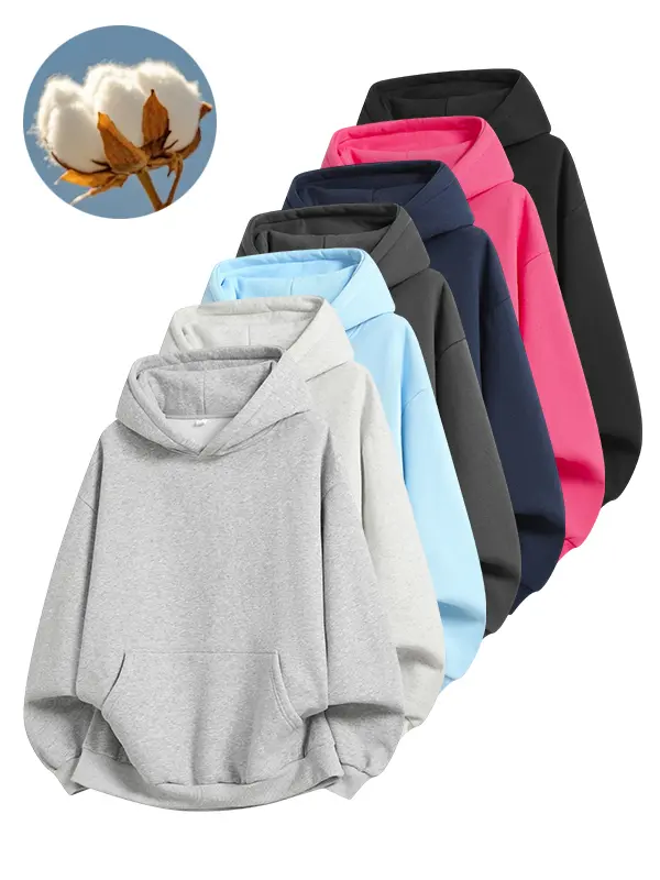 Men's 100% Cotton Vintage Loose Fit Pullover Hoodie