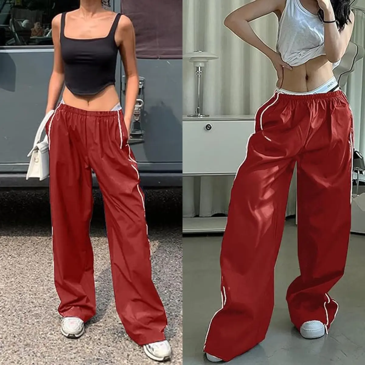 Ommig Women's Parachute Wide Leg Pants