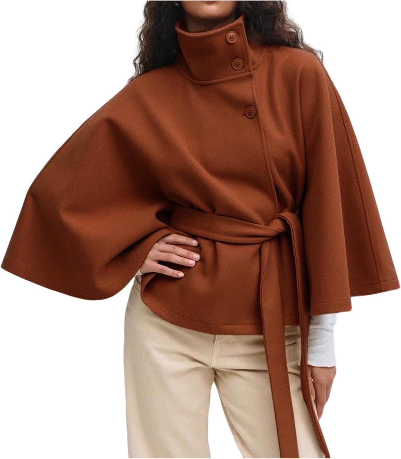 Women's Batwing Sleeve Poncho Coat Winter Cape Jacket