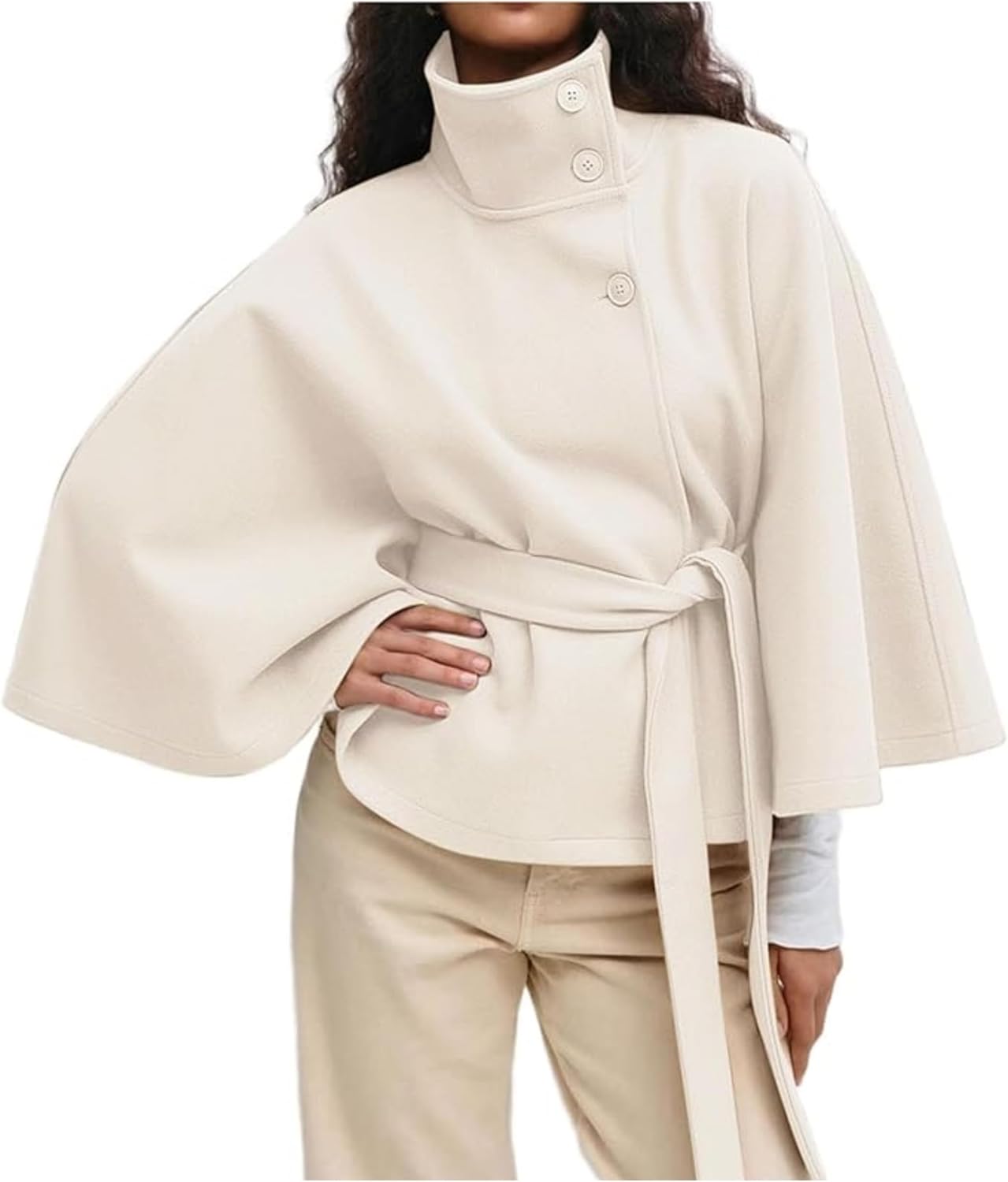 Women's Batwing Sleeve Poncho Coat Winter Cape Jacket