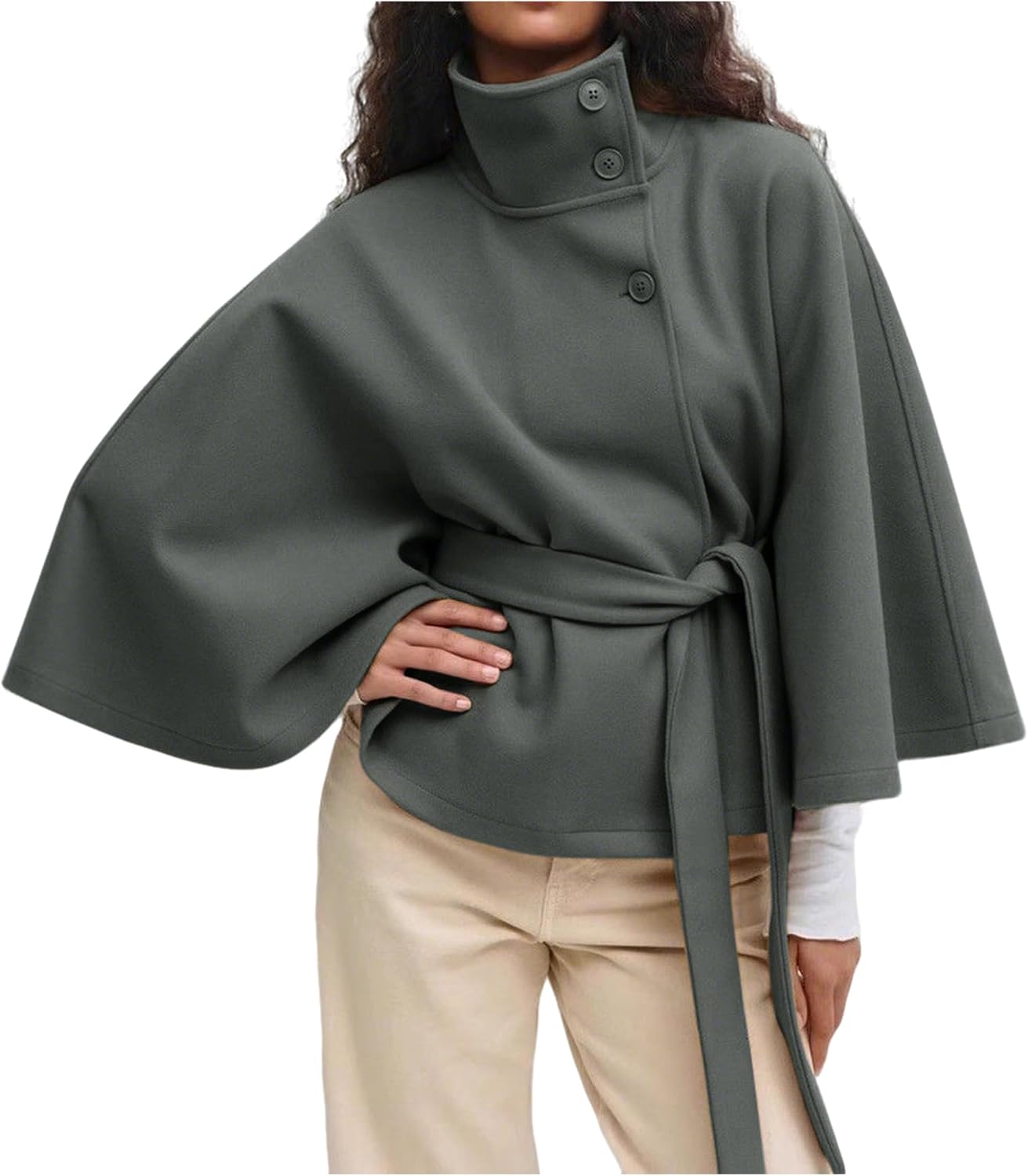Women's Batwing Sleeve Poncho Coat Winter Cape Jacket