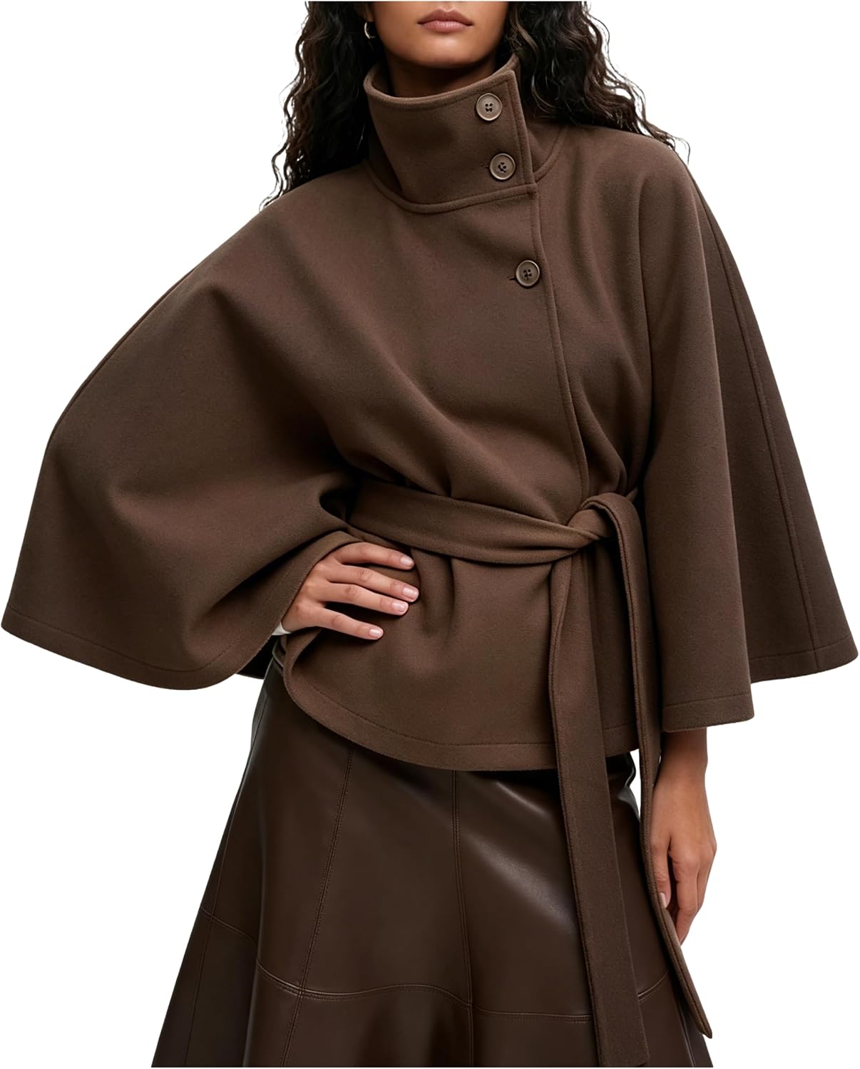 Women's Batwing Sleeve Poncho Coat Winter Cape Jacket