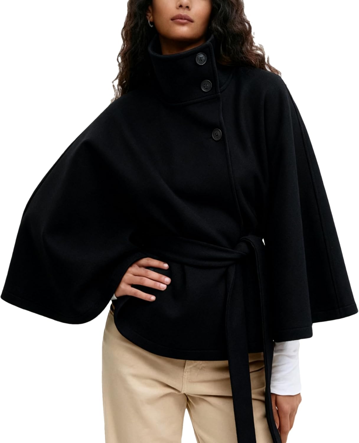 Women's Batwing Sleeve Poncho Coat Winter Cape Jacket