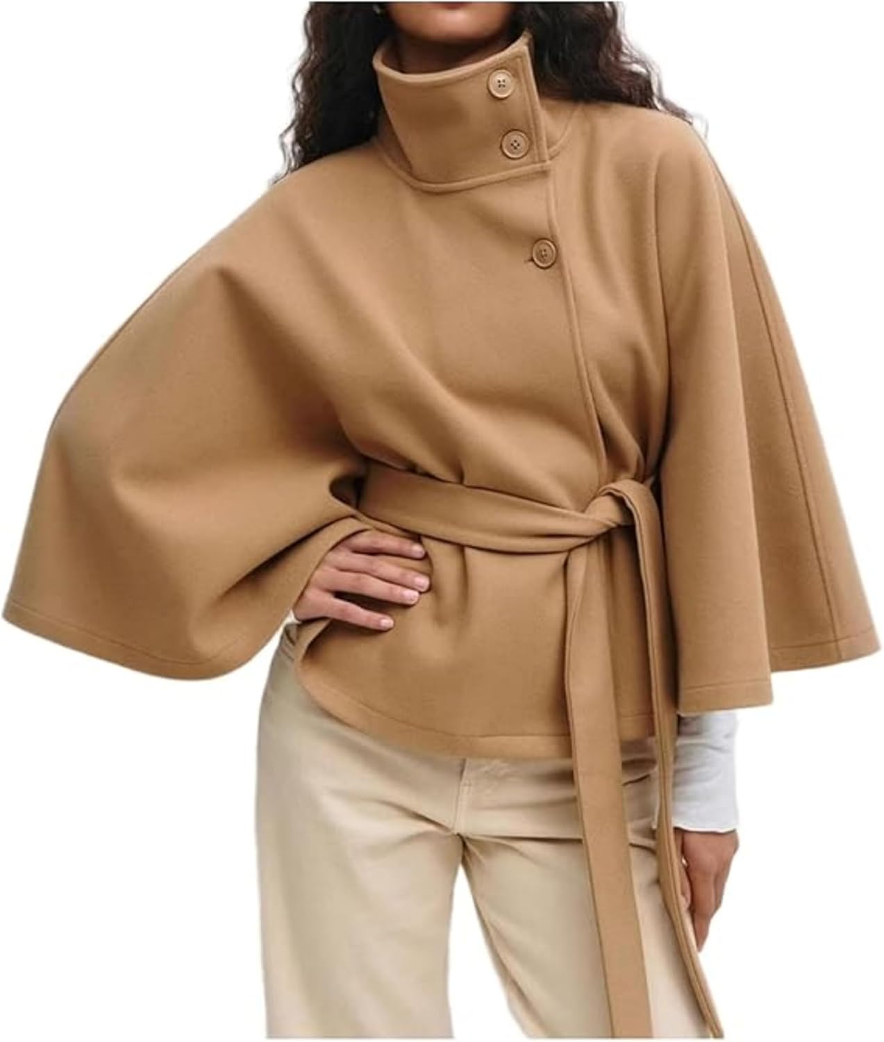 Women's Batwing Sleeve Poncho Coat Winter Cape Jacket