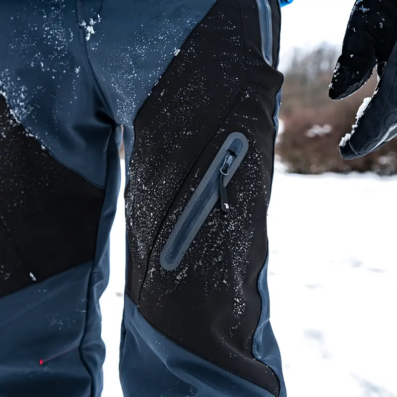 Men's Waterproof Insulated Thermal Softshell Hiking Pants with Zipper Pockets