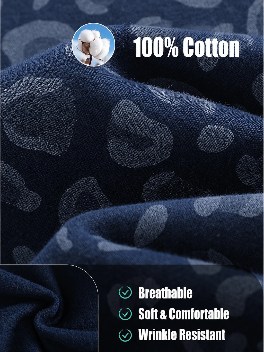 Men's 100% Cotton Leopard Print Loose Fit Sweatpants