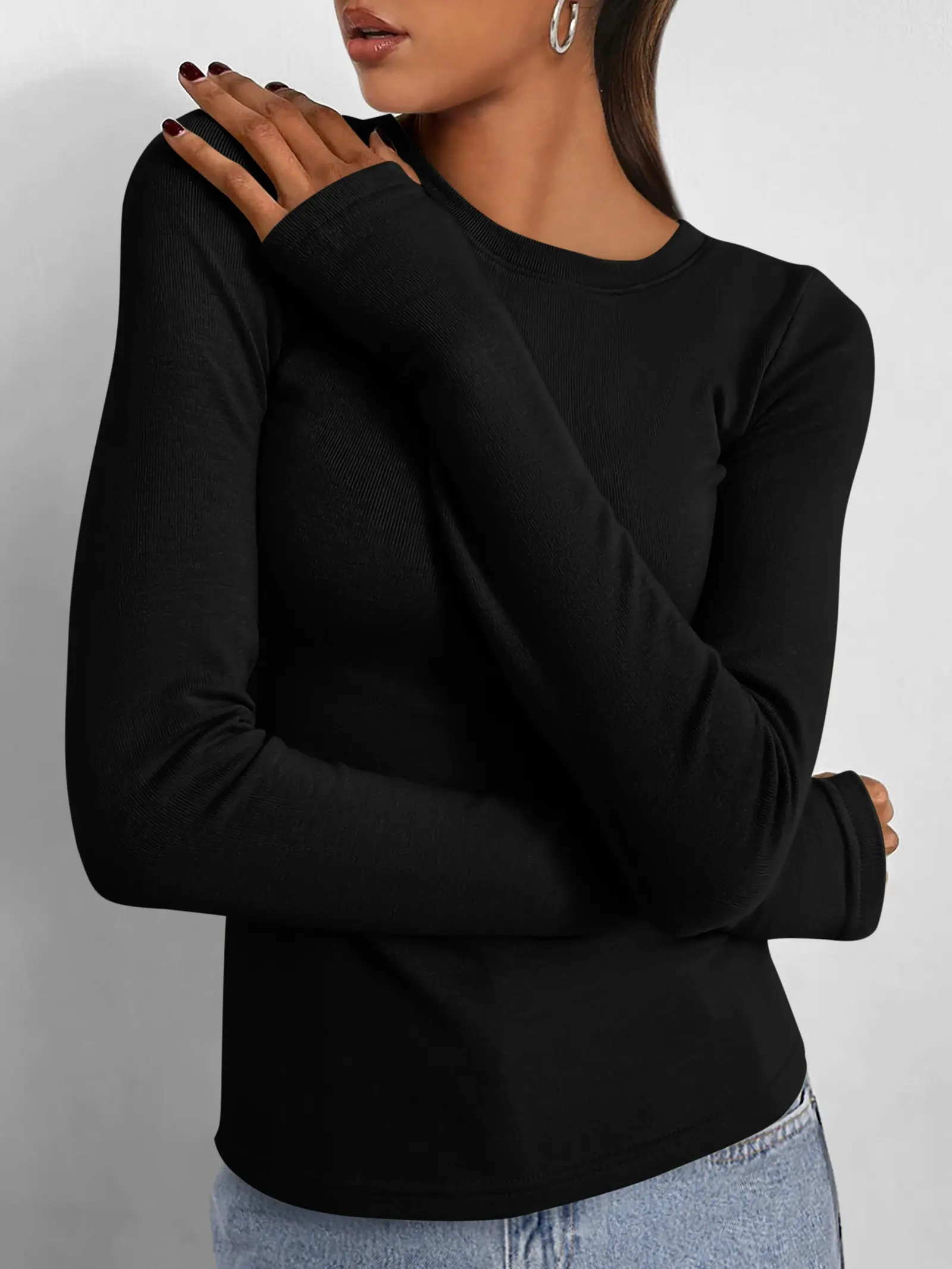 Women's Casual Long Sleeve Crew Neck Top