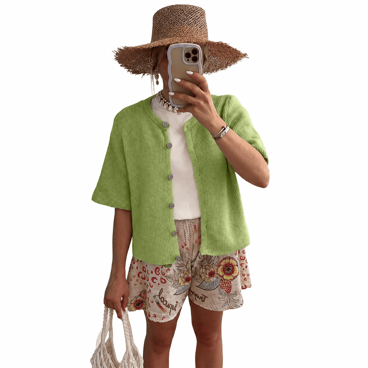 Women's Short Sleeve Cardigan Sweater