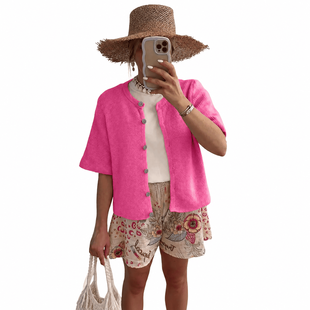 Women's Short Sleeve Cardigan Sweater